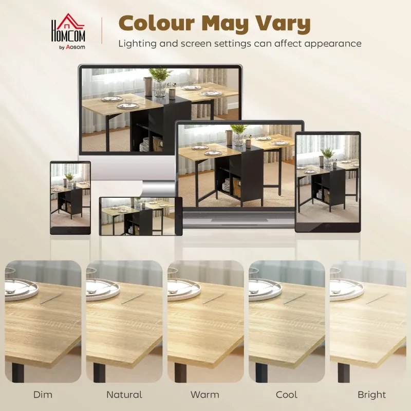 Mesa de Cozinha Dobrável com Arrumação 169x60x75 cm (CADEIRAS NÃO INCLUIDAS) Mesa de Refeição Compacta com 4 Prateleiras Madeira e Preto