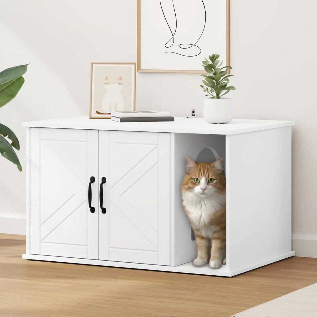 vidaXL Casa para Gatos Branco 85 x 55 x 50 cm Madeira processada