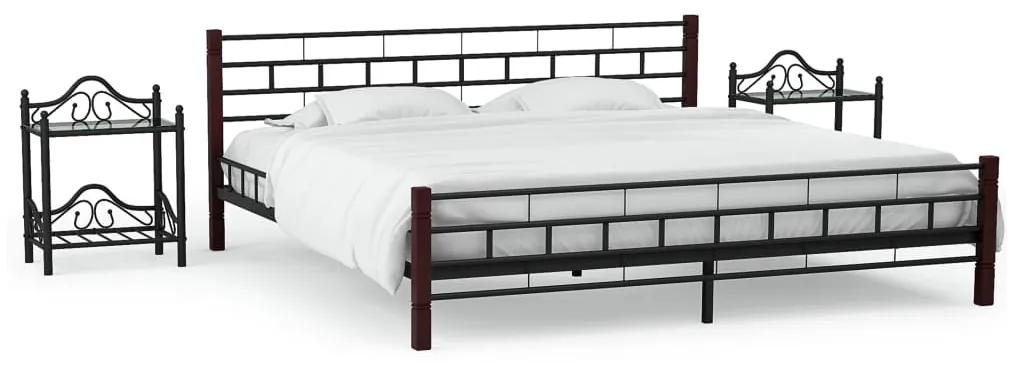 Estrutura cama c/ 2 mesas de cabeceira metal preto 160x200cm