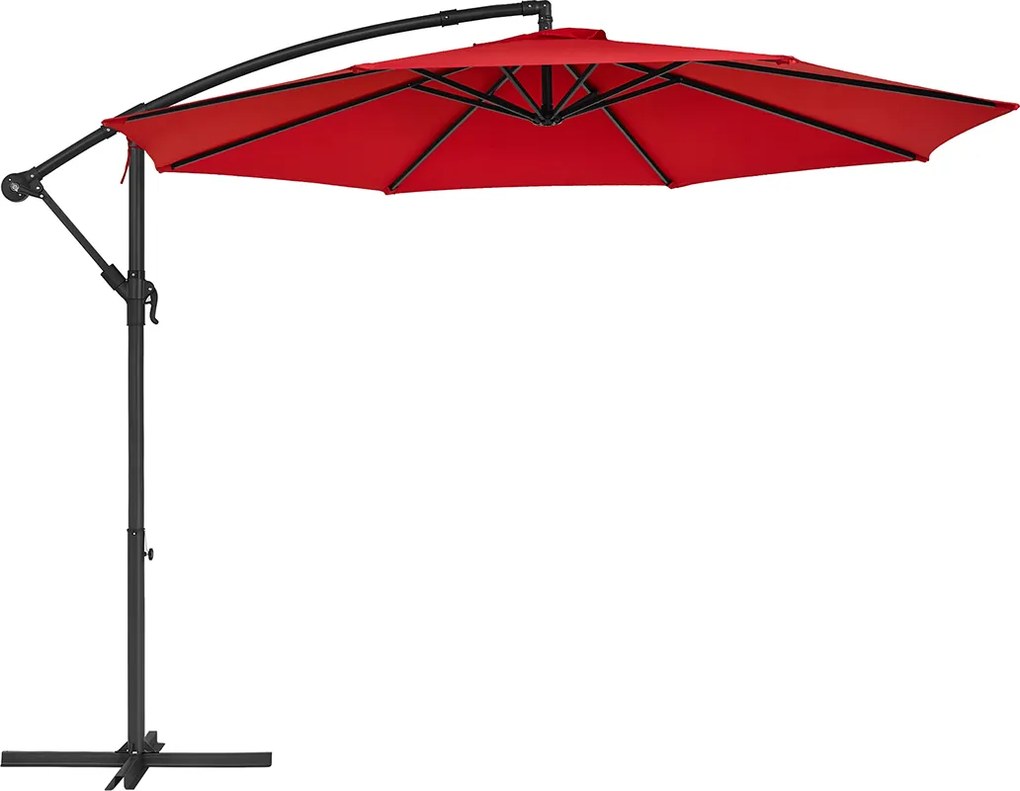 Guarda-sol com 300 cm de diâmetro e base cruzada (SEM PESOS), com proteção UV até UPF 50+ Vermelho
