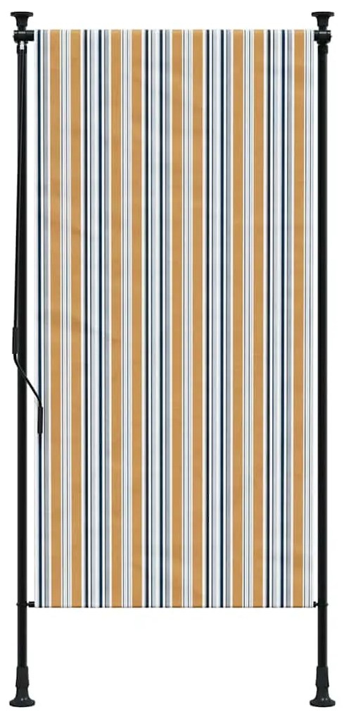Estore de rolo exterior 100x270 cm tecido/aço amarelo e branco