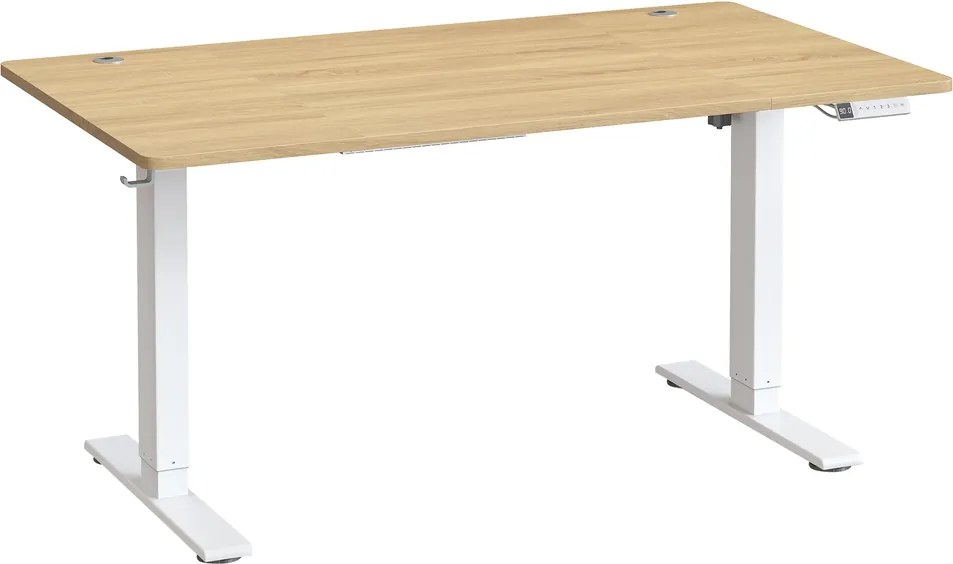 Secretária elétrica com regulação elétrica da altura, 140 x 80 x (72-120) cm, com porta USB-C tom de carvalho dourado