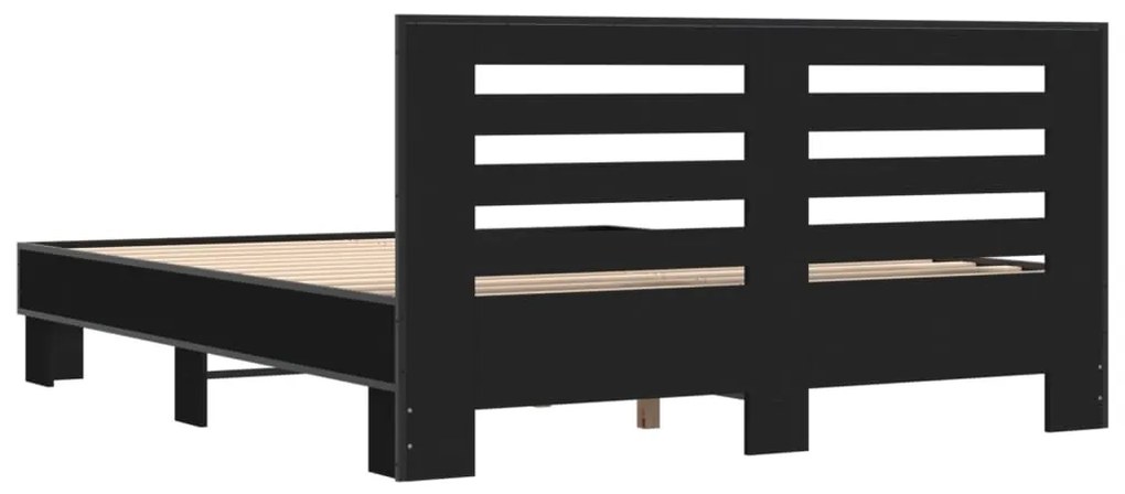 Estrutura de cama 150x200 cm derivados de madeira/metal preto