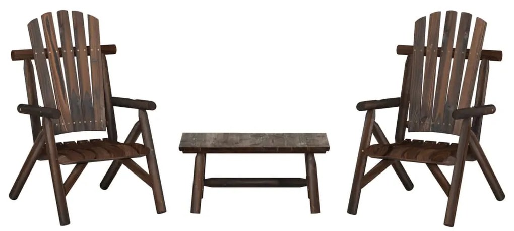 3 pcs conjunto lounge de jardim madeira de abeto maciça