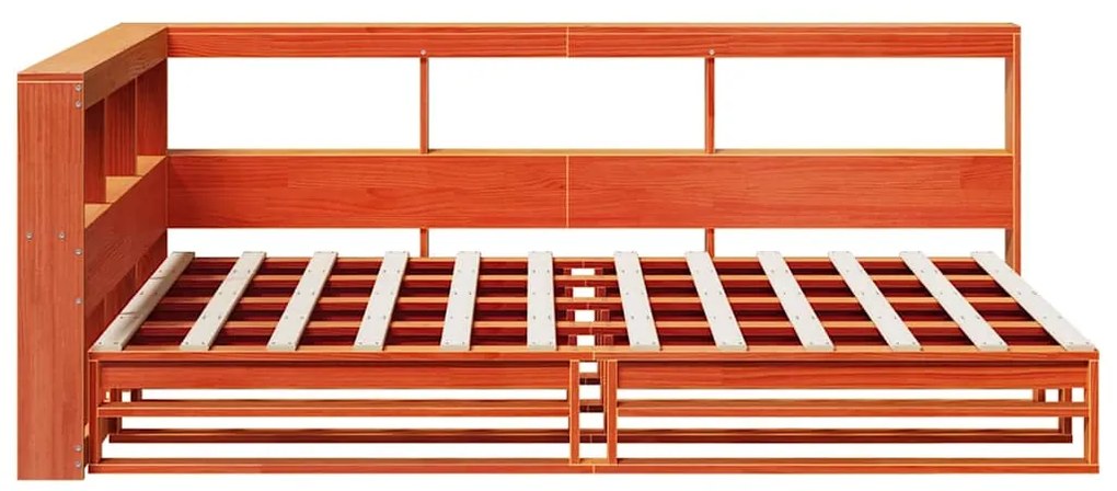 Cama c/ estante sem colchão 120x200cm pinho maciço castanho-mel