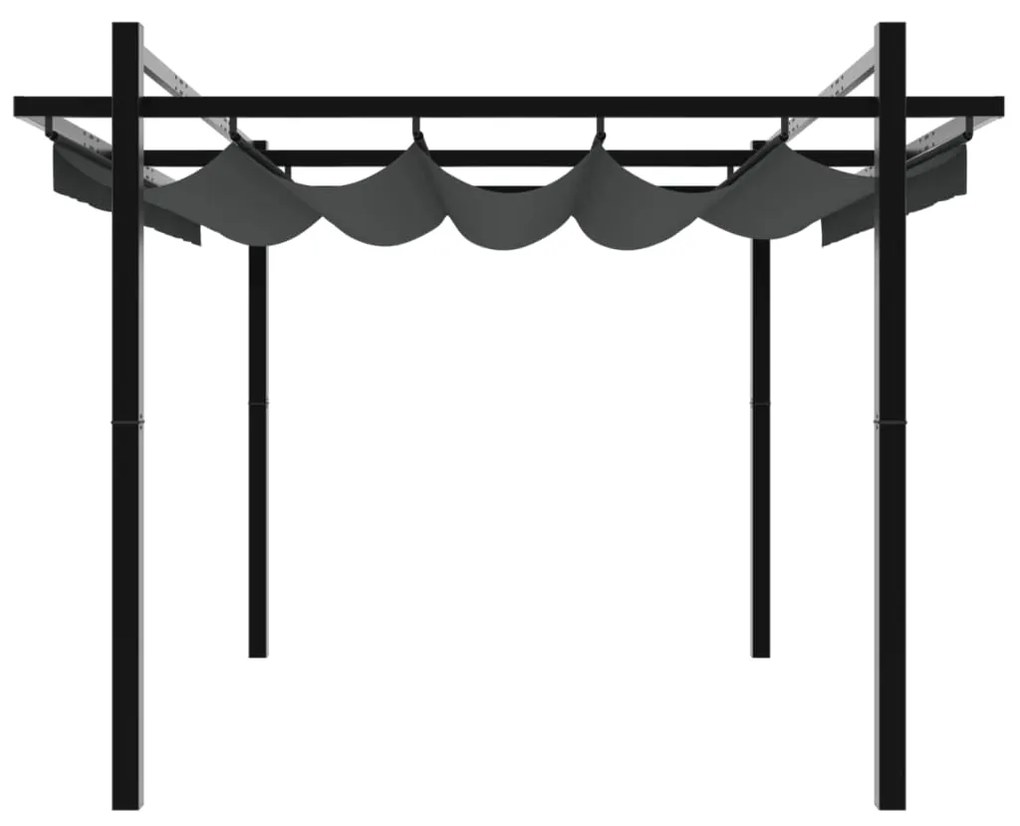 Gazebo de jardim com teto retrátil 3x3 m alumínio antracite