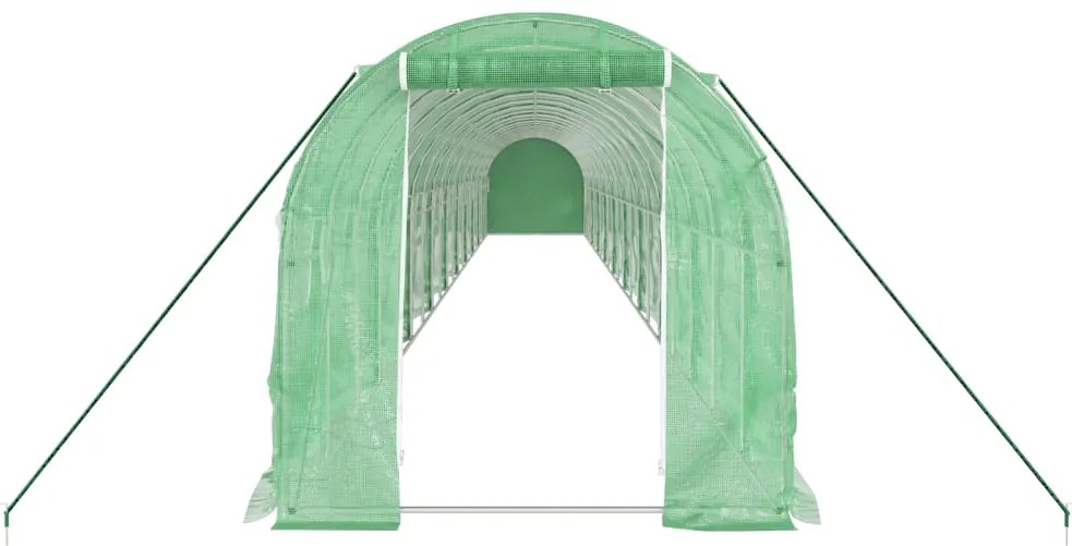 Estufa com estrutura de aço 40 m² 20x2x2 m verde