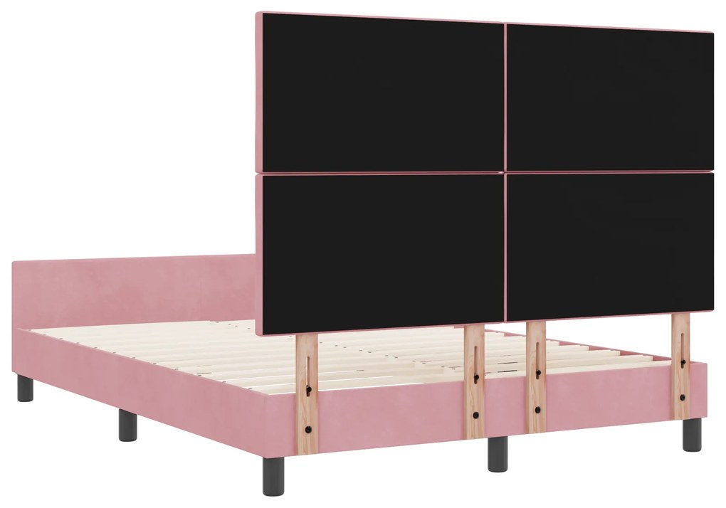 Cama vidaXL Rosa 140x200 cm Veludo