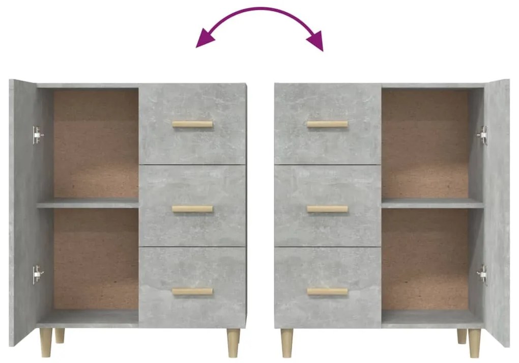 Aparador Luise com 3 Gavetas e 1 Porta - Cinzento Cimento - Design Nór