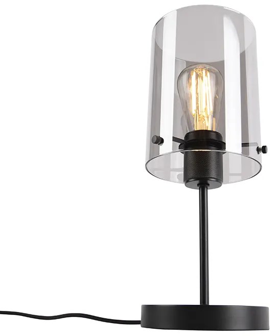 Candeeiro de mesa design preto com vidro fumê em pé - Dome Design