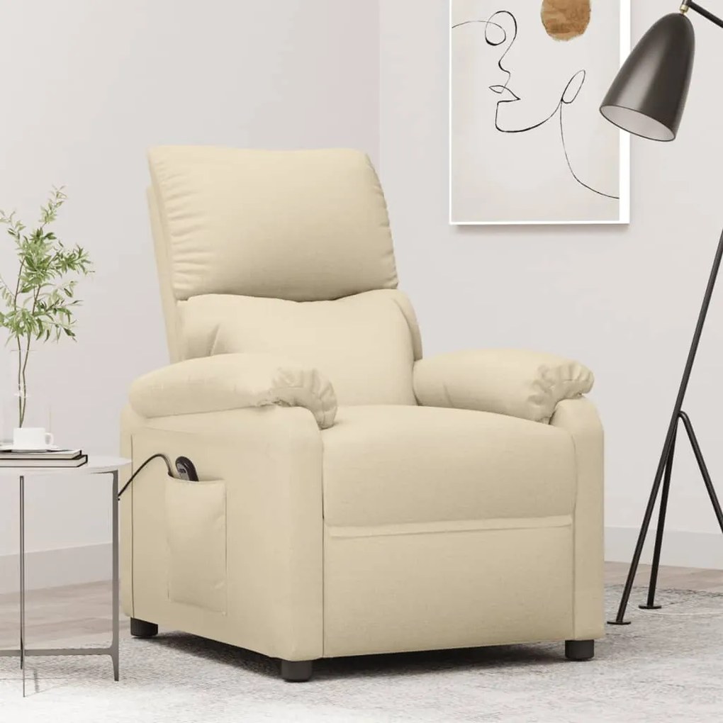 vidaXL Poltrona elevatória tecido cor creme