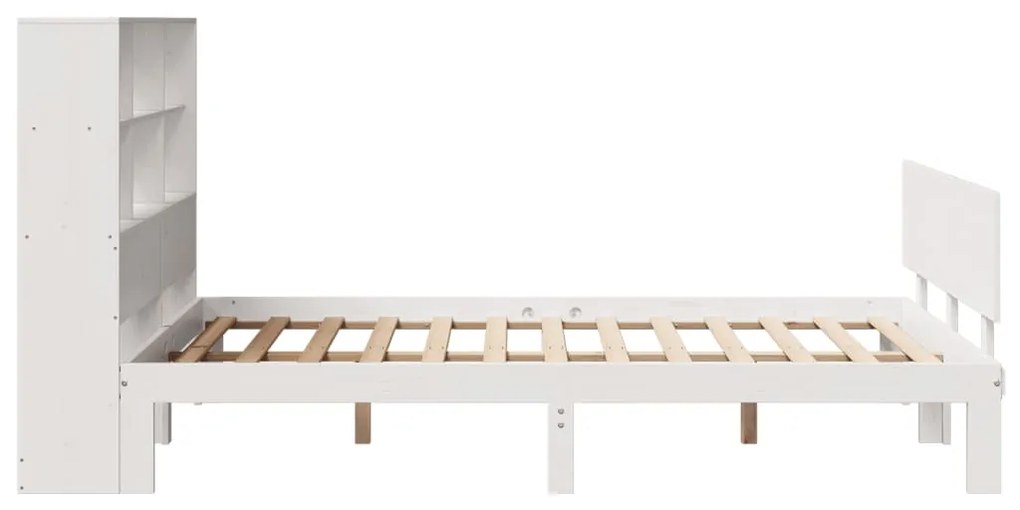 Cama com estante sem colchão 120x190 cm pinho maciço branco