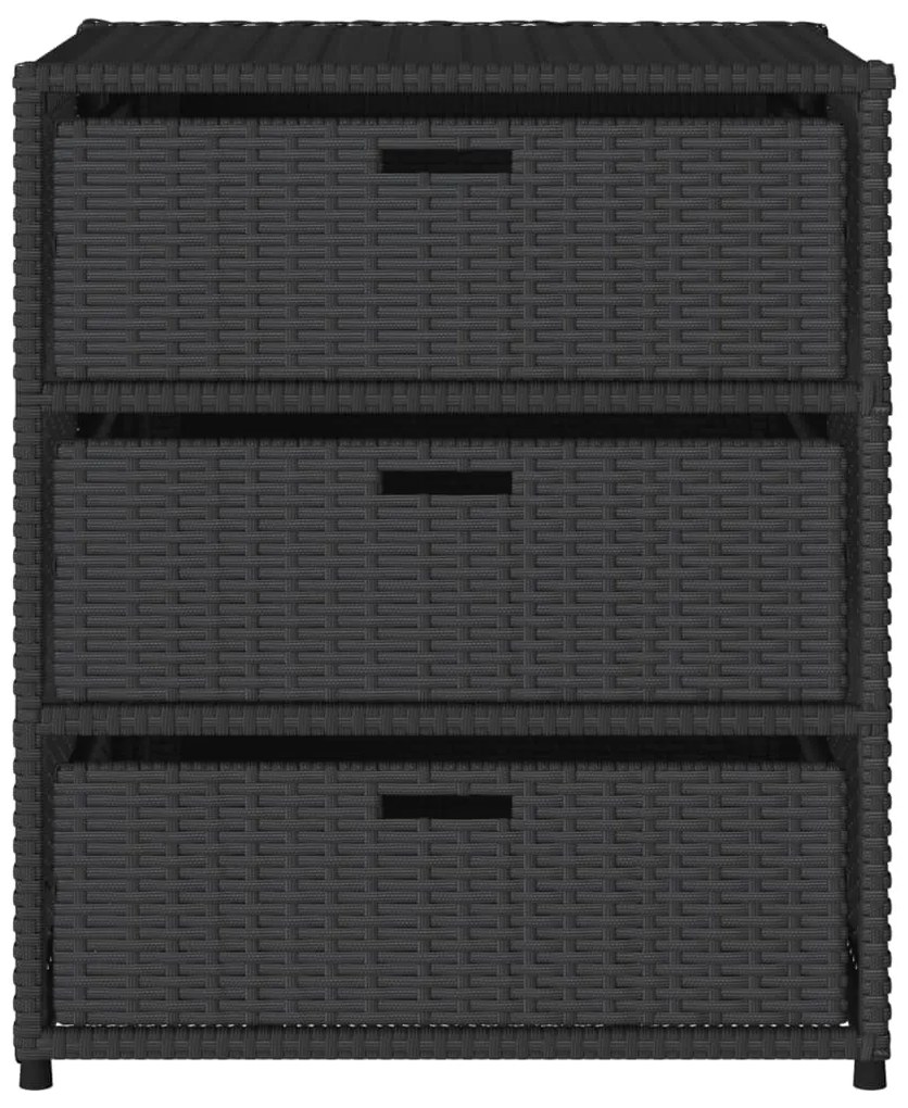 Armário de arrumação p/ jardim 55x59x69 cm vime PE preto