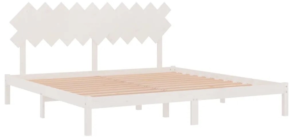 Estrutura de cama 200x200 cm branco madeira maciça