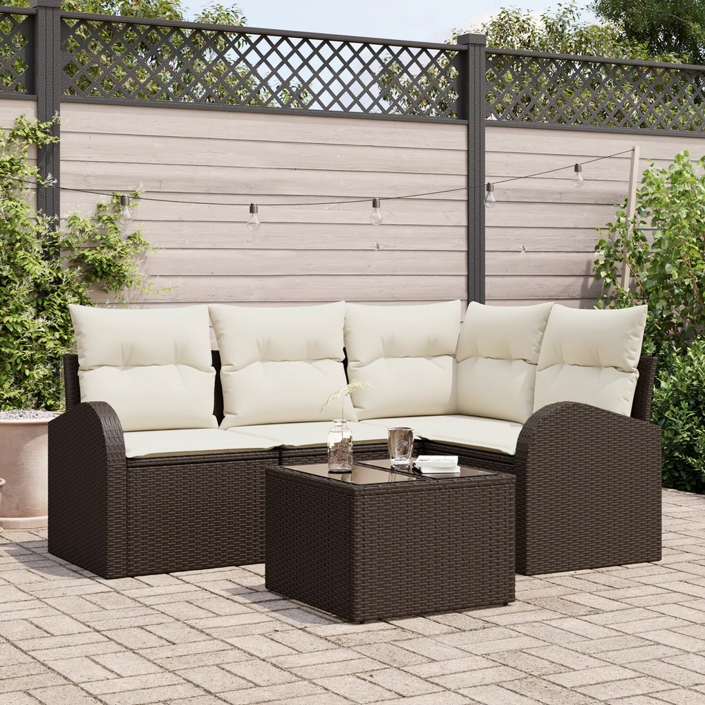 Conjunto de Sofás de Jardim vidaXL de 4 Peças com Almofadas Cinzentas