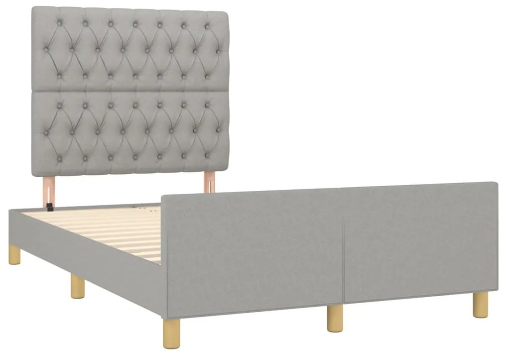 Estrutura de cama sem colchão 120x200 cm tecido cinzento-claro