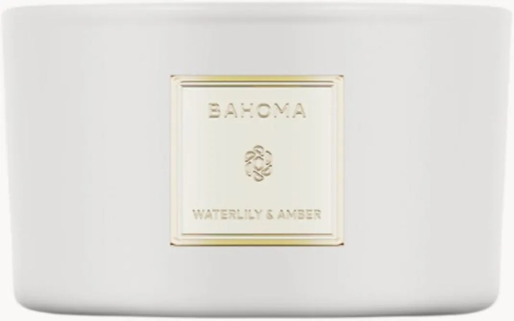 Vela artesanal com três pavios Waterlily & Amber (neroli, rosa, sândalo)