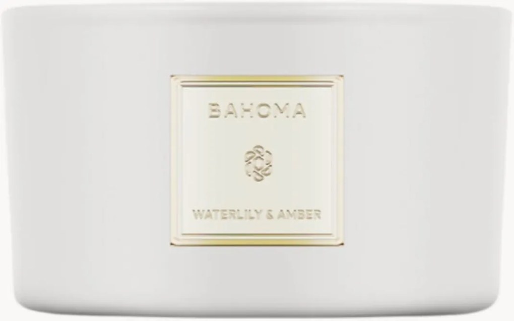 Vela perfumada artesanal com três pavios Waterlily & Amber (neroli, rosa, sândalo)