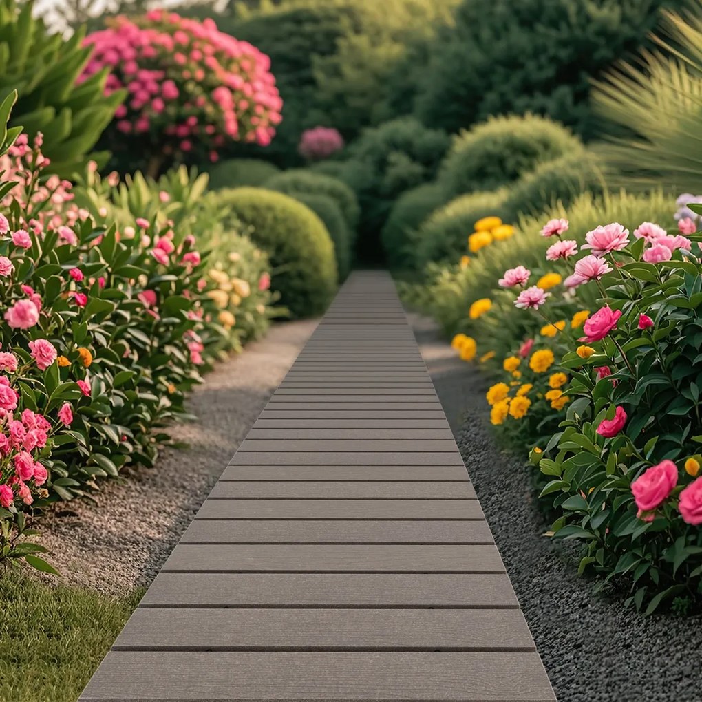 Caminho de jardim externo de 242 cm, passarelas retas, cinza