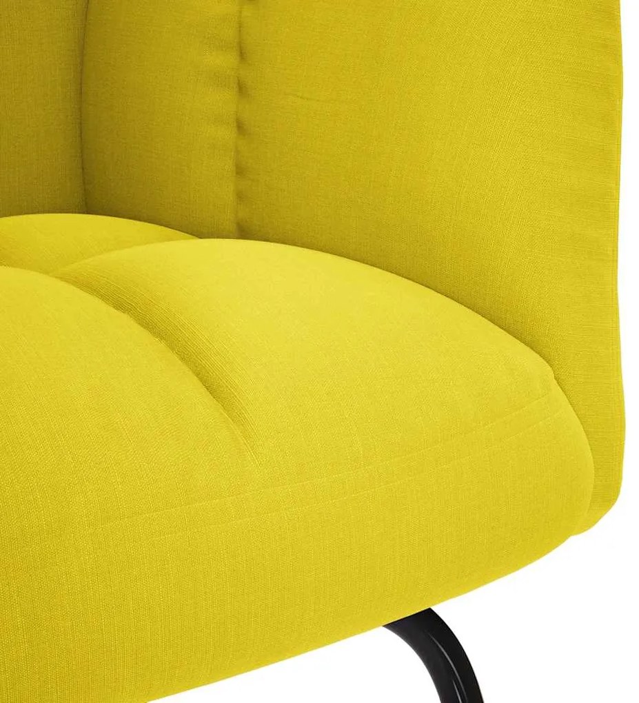 Cadeira de baloiço com banco p/ pés tecido amarelo-claro