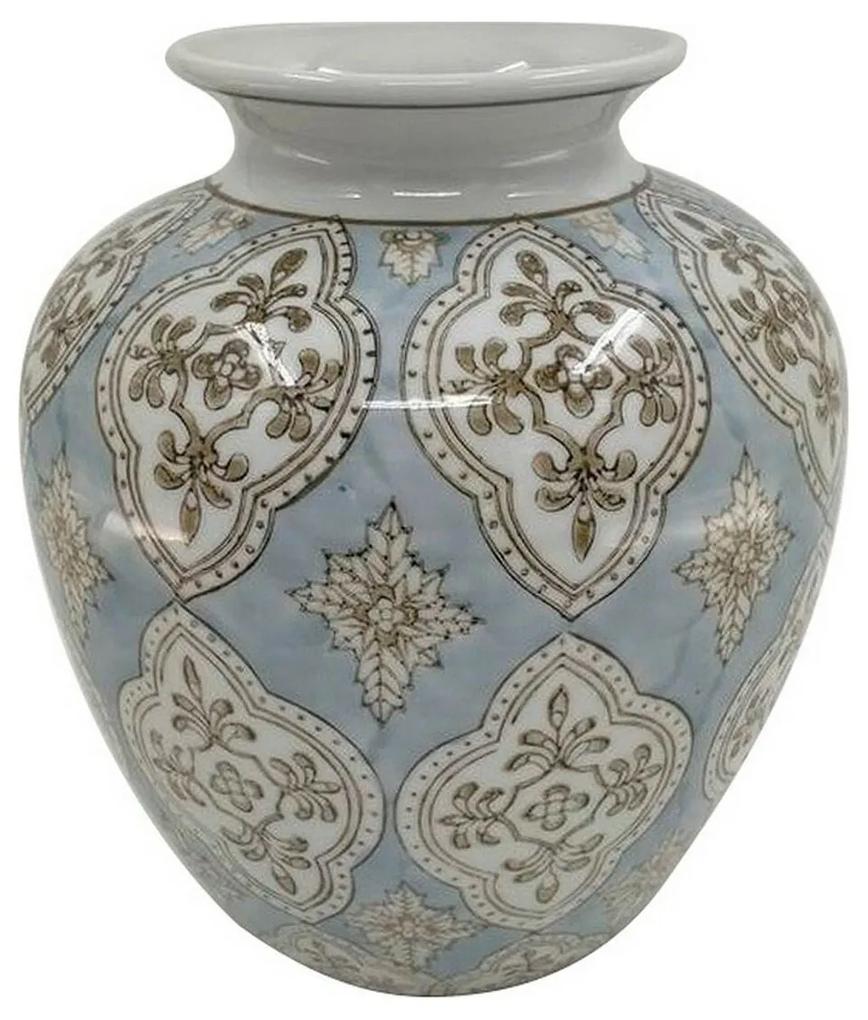 Vaso DKD Home Decor Porcelana Bege Azul Árabe (22 x 22 x 25 cm)