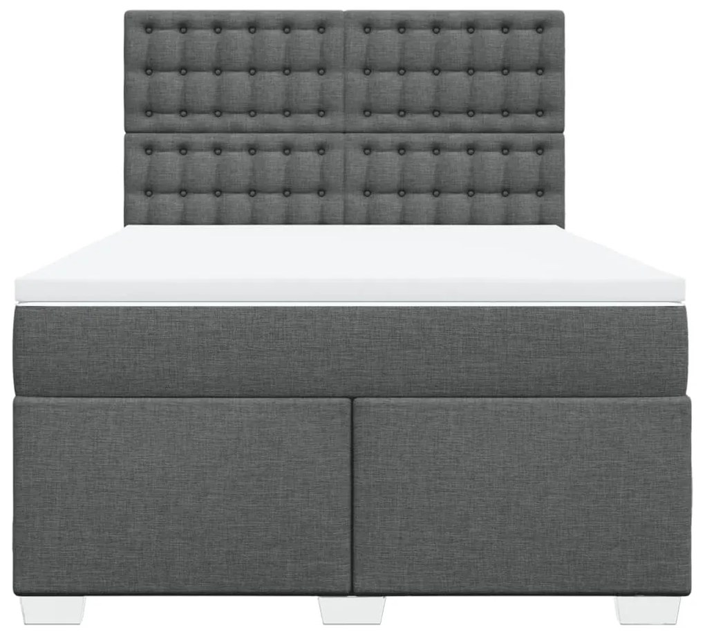 Cama com molas/colchão 140x200 cm tecido cinzento-escuro