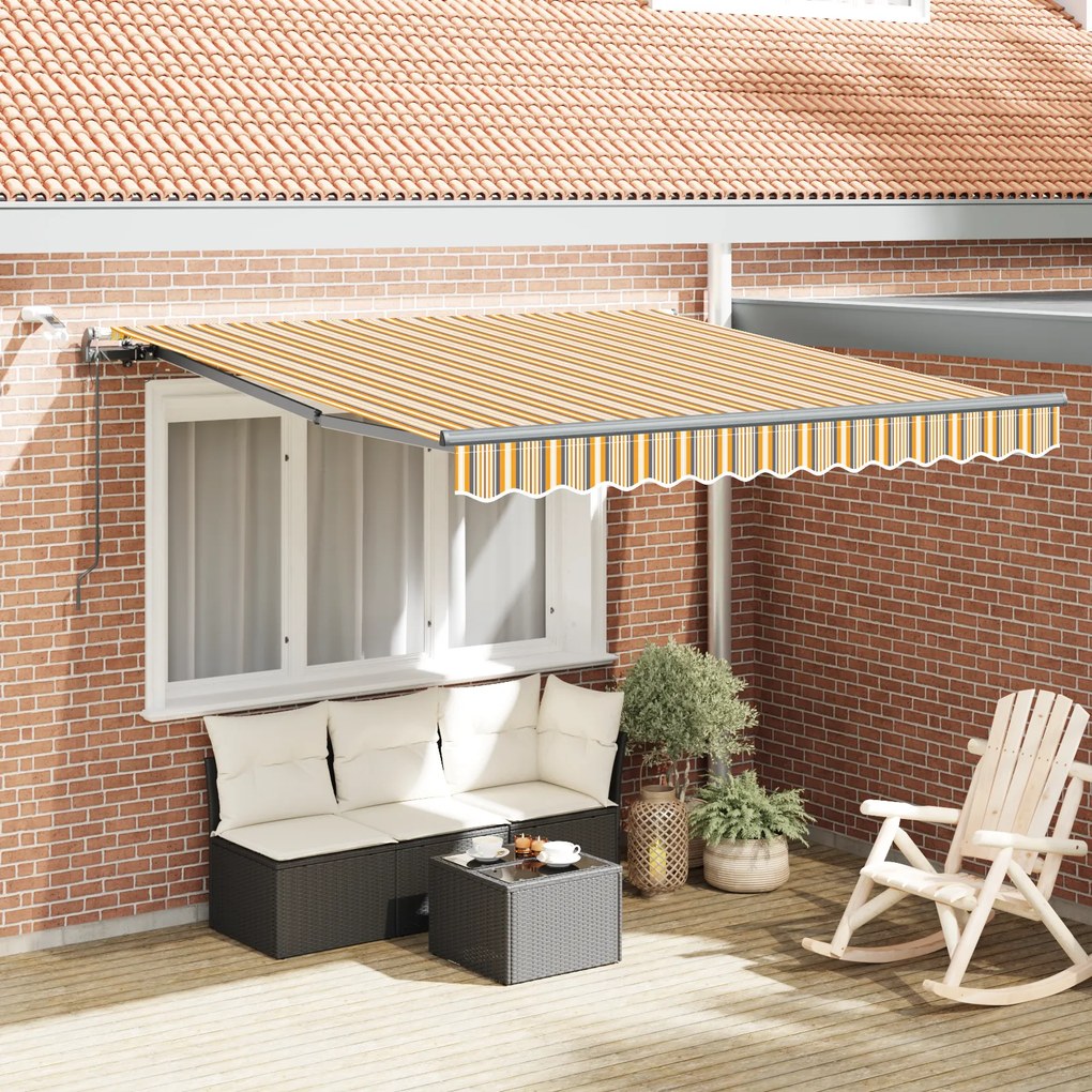 vidaXL Toldo Retrátil Automático com Faixa Multicolorida LED 350x250 cm
