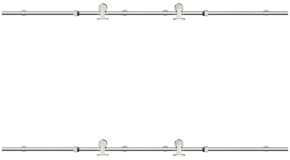 Kit ferragens p/ porta deslizante 183cm aço inoxidável prateado