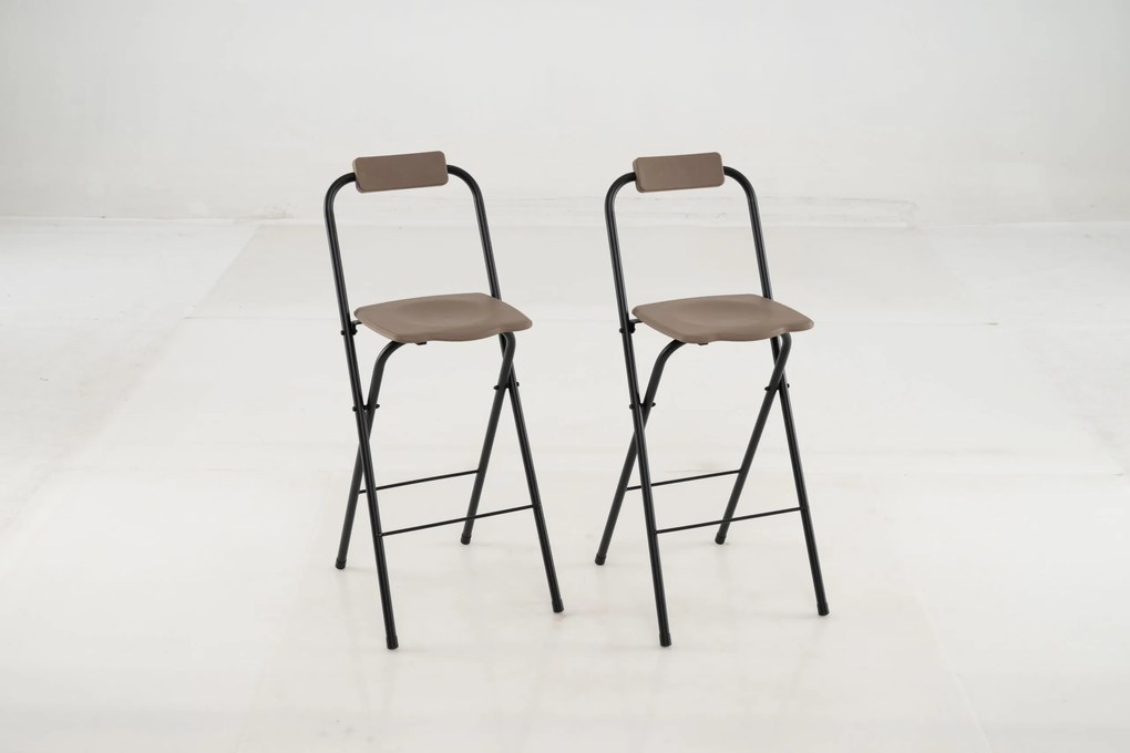 Conjunto de 2 bancos altos com encosto. Cadeiras de bar dobráveis ​​com capacidade de carga de até 150 kg. Cinza.