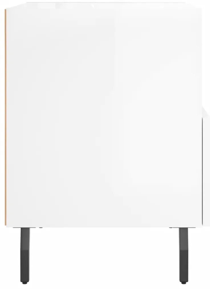 Mesas de cabeceira 2pcs derivados de madeira branco brilhante