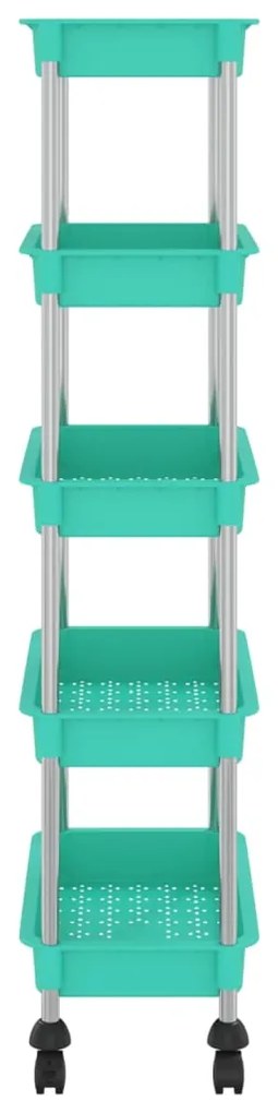 Carrinho cozinha 5 prateleiras ferro/ABS 42x29x128 cm turquesa
