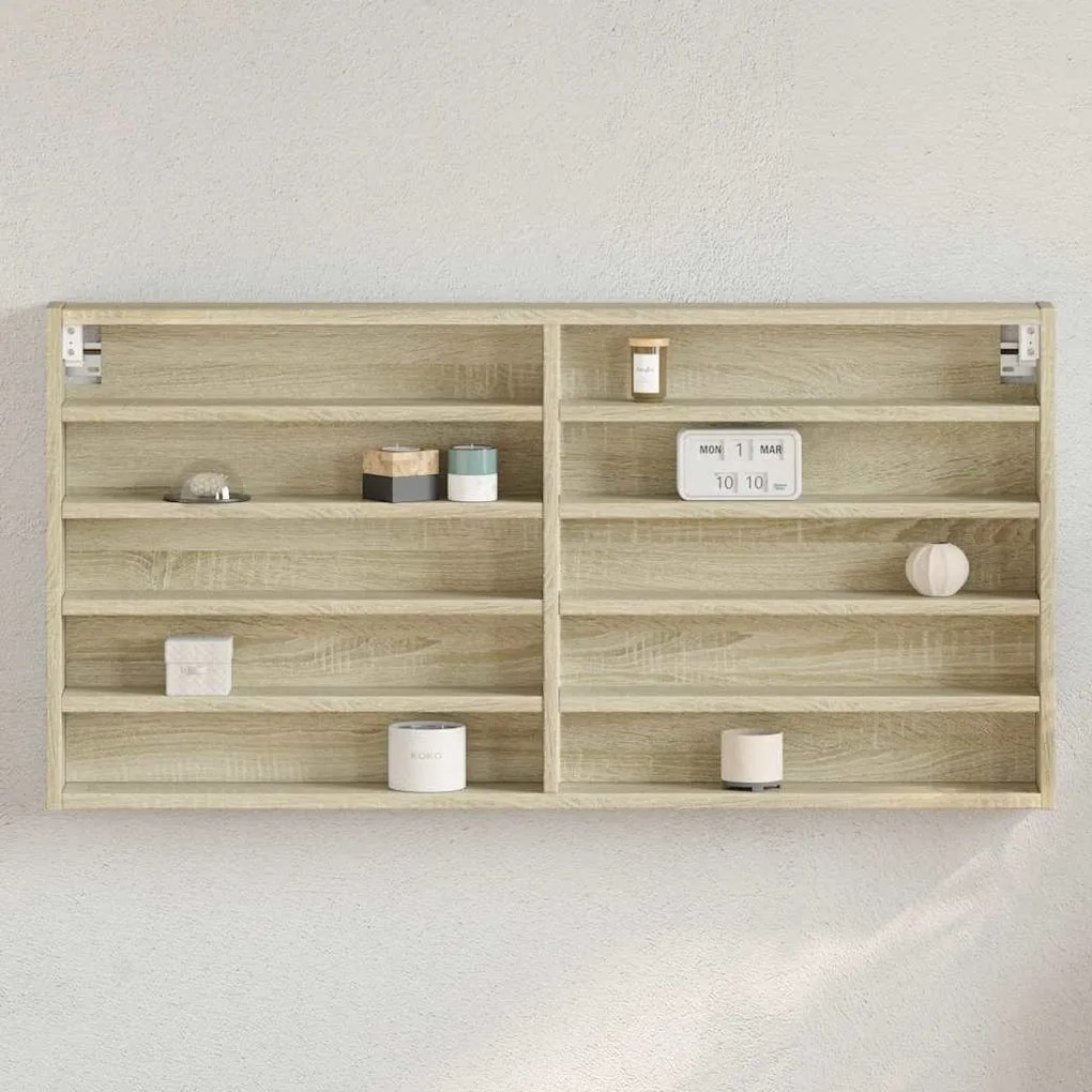 vidaXL Armário vitrine 100x8,5x50 cm derivados madeira carvalho sonoma