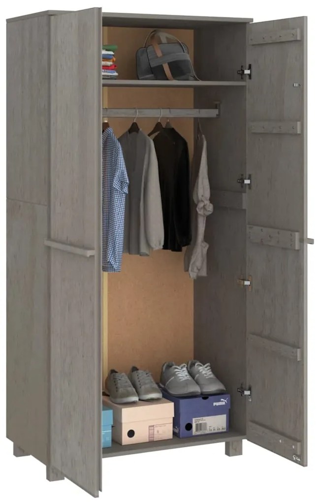 Roupeiro HAMAR 89x50x180 cm pinho maciço cinza-claro