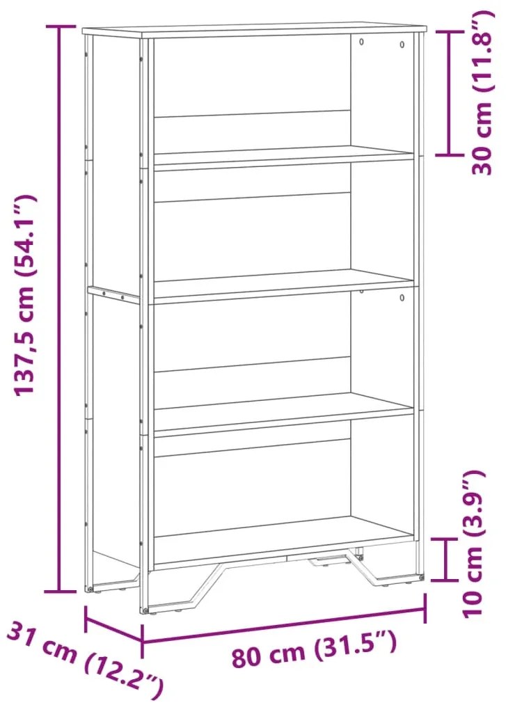 Estante 80x31x137,5 cm derivados de madeira carvalho sonoma