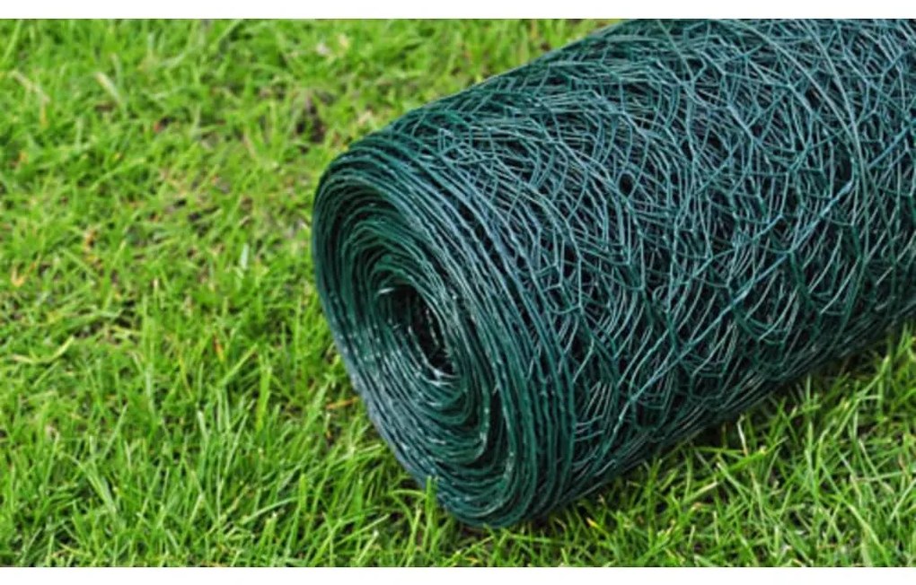 Cerca de arame galinheiro c/ revestimento em PVC 25x0,75m verde