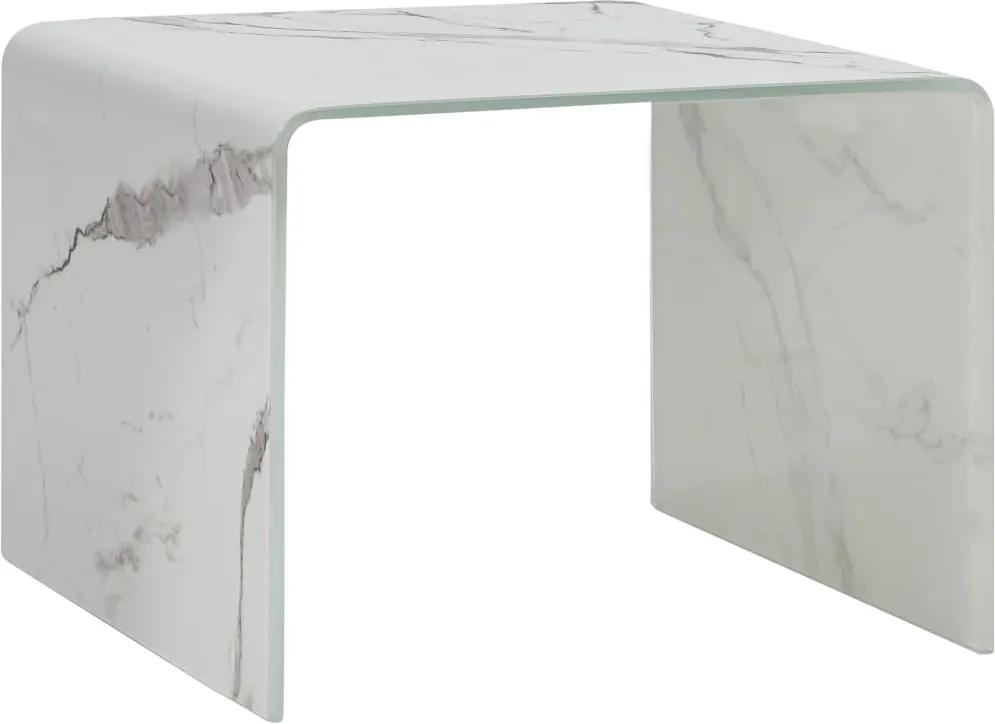 Mesa de centro 50x50x45 cm mármore branco vidro temperado