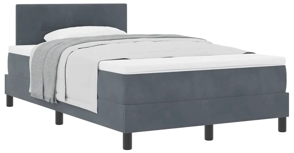 Cama Box com Colchão vidaXL Cinza Escuro 120x200 cm Veludo