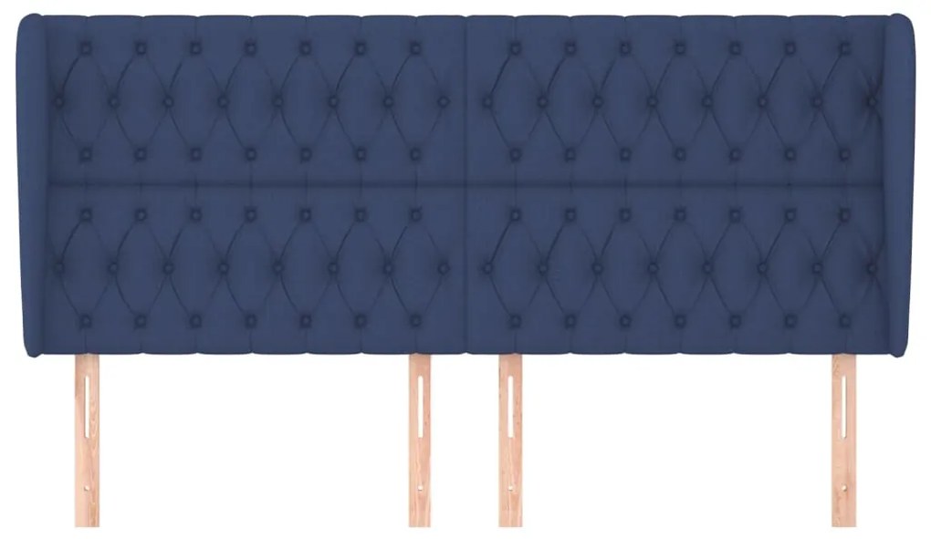 Cabeceira de cama c/ abas tecido 203x23x118/128 cm azul