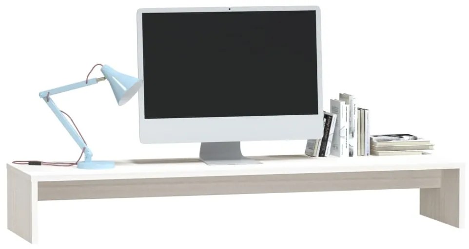 Suporte para Monitor Tower de 100 cm em Madeira de Pinho - Branco