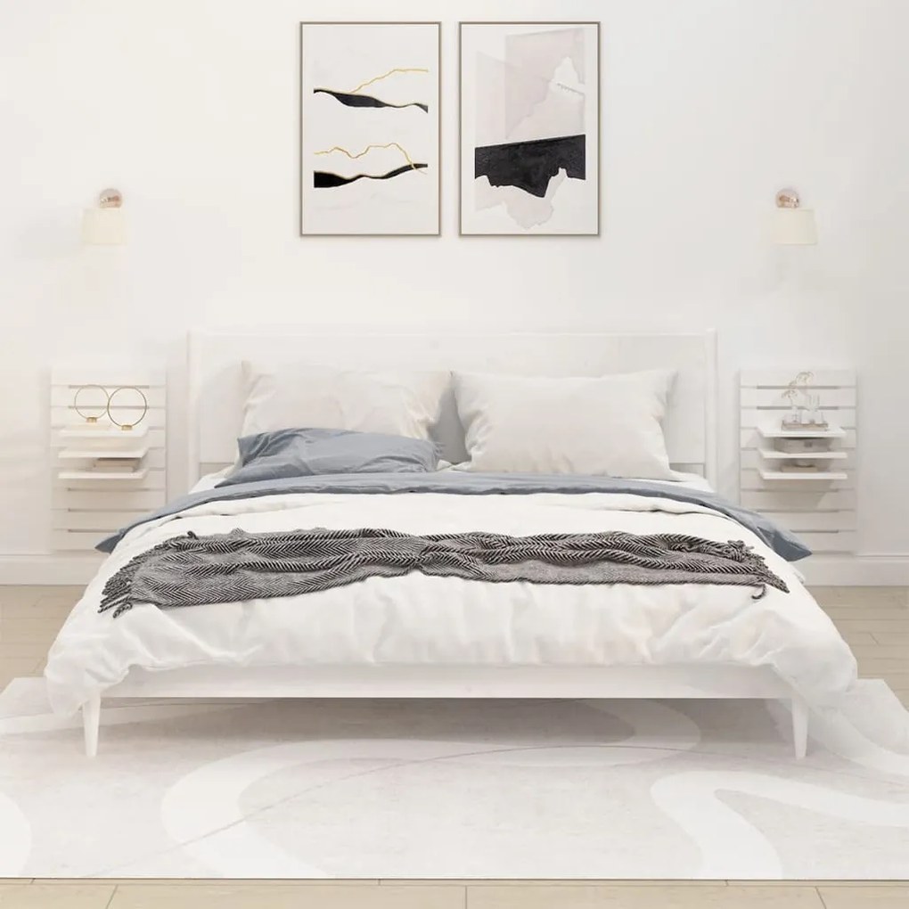 vidaXL Prateleiras de montagem na parede 2 pcs pinho maciço branco