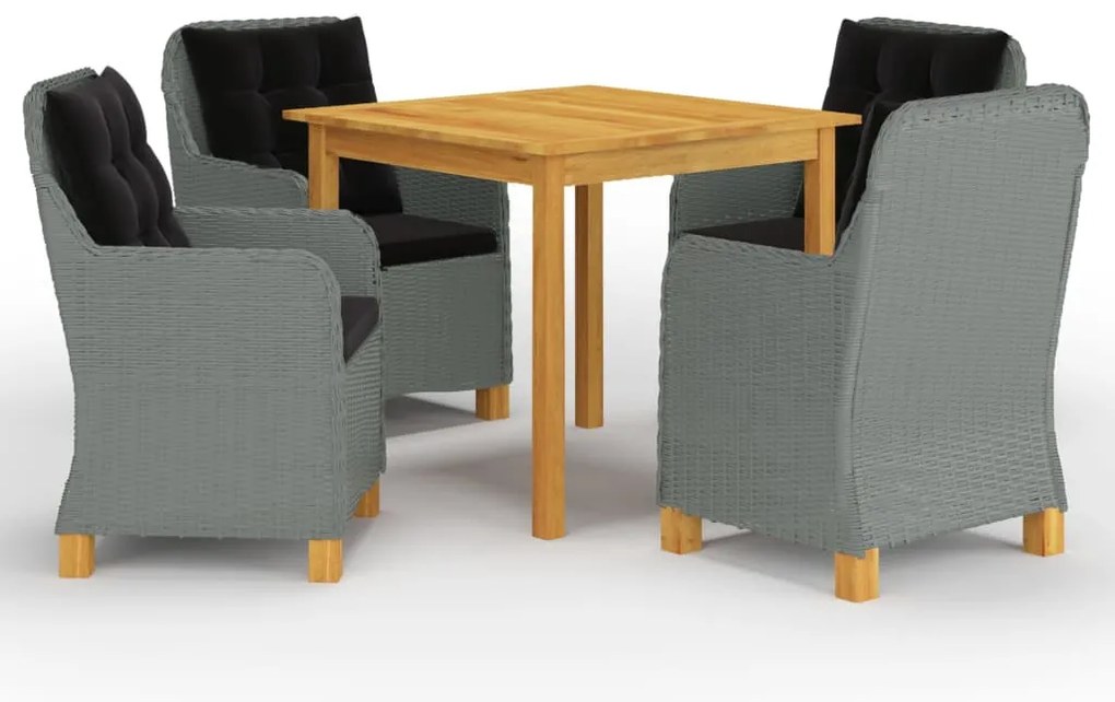 5 pcs conjunto de jantar para jardim cinzento-claro