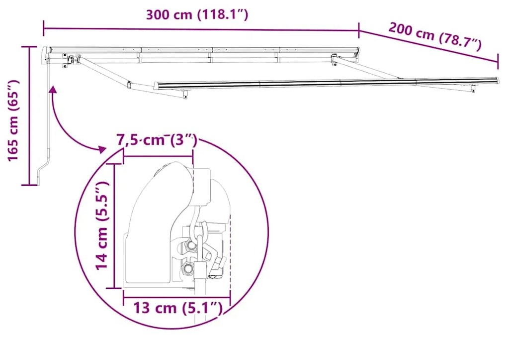 Toldo Retrátil Manual 3x2 m em Metal