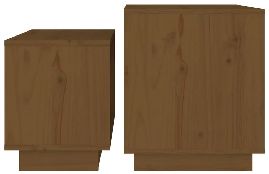 Mesas de centro de encastrar 2 pcs pinho maciço castanho mel