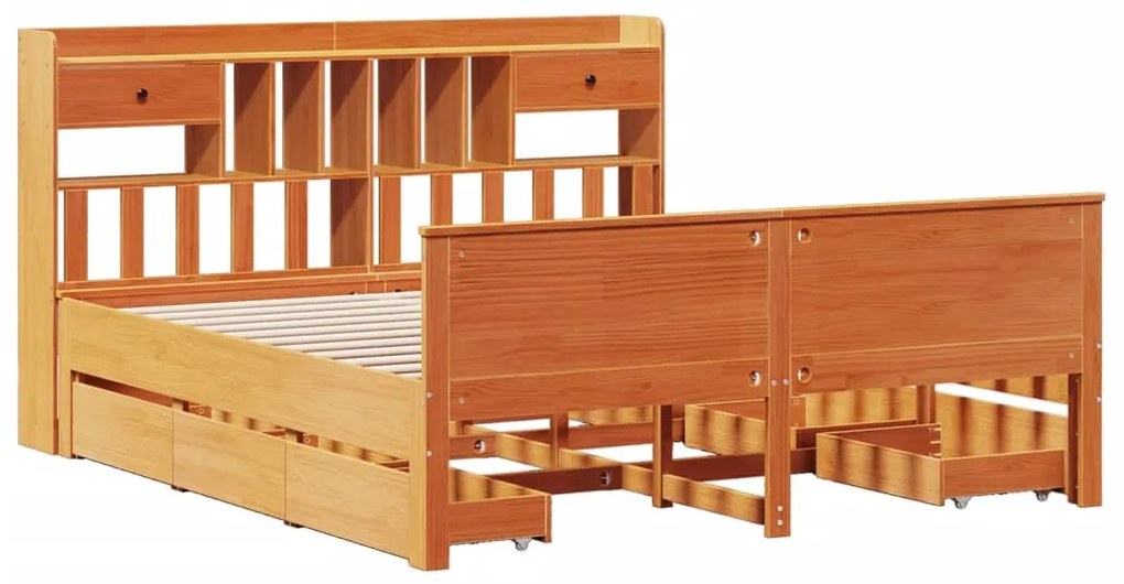 Cama com estante sem colchão 200x200 cm pinho maciço