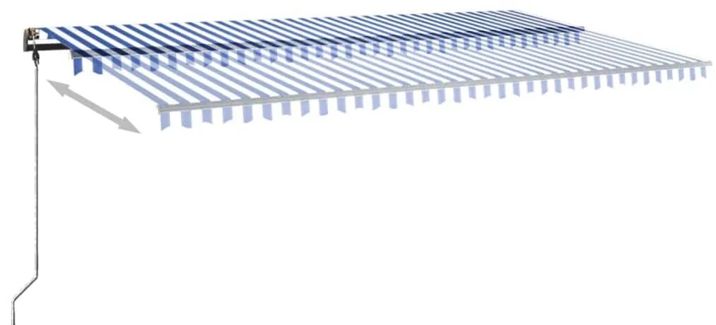 Toldo retrátil manual independente 600x300 cm azul e branco
