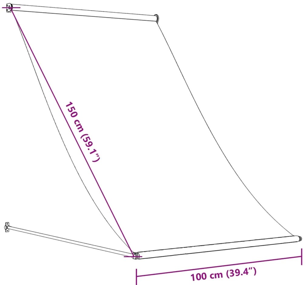Toldo retrátil 100x150 cm tecido e aço cor creme