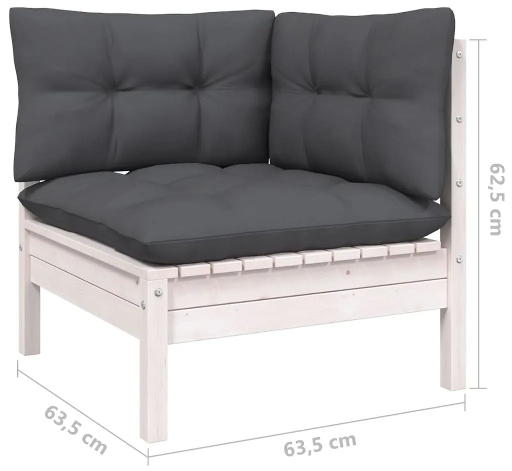 4 pcs conjunto lounge de jardim c/ almofadões pinho maciço