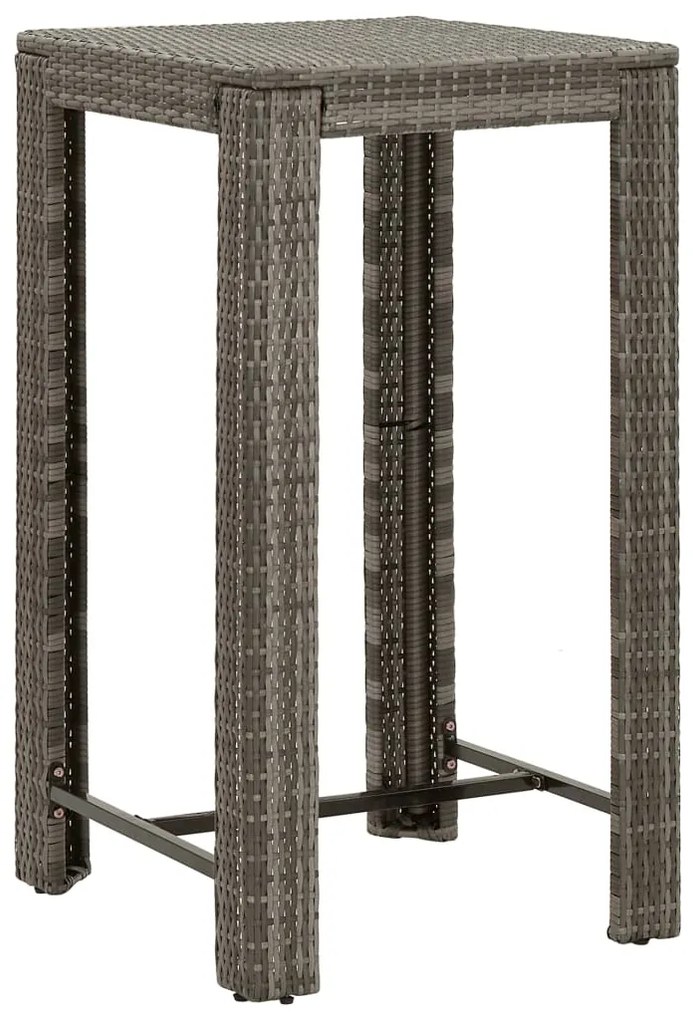 5 pcs conjunto de bar p/ jardim c/ almofadões vime PE cinzento
