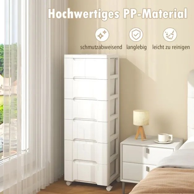 Armário vertical, móvel de arrumação com 7 gavetas 40 x 32 x 114 cm, branco