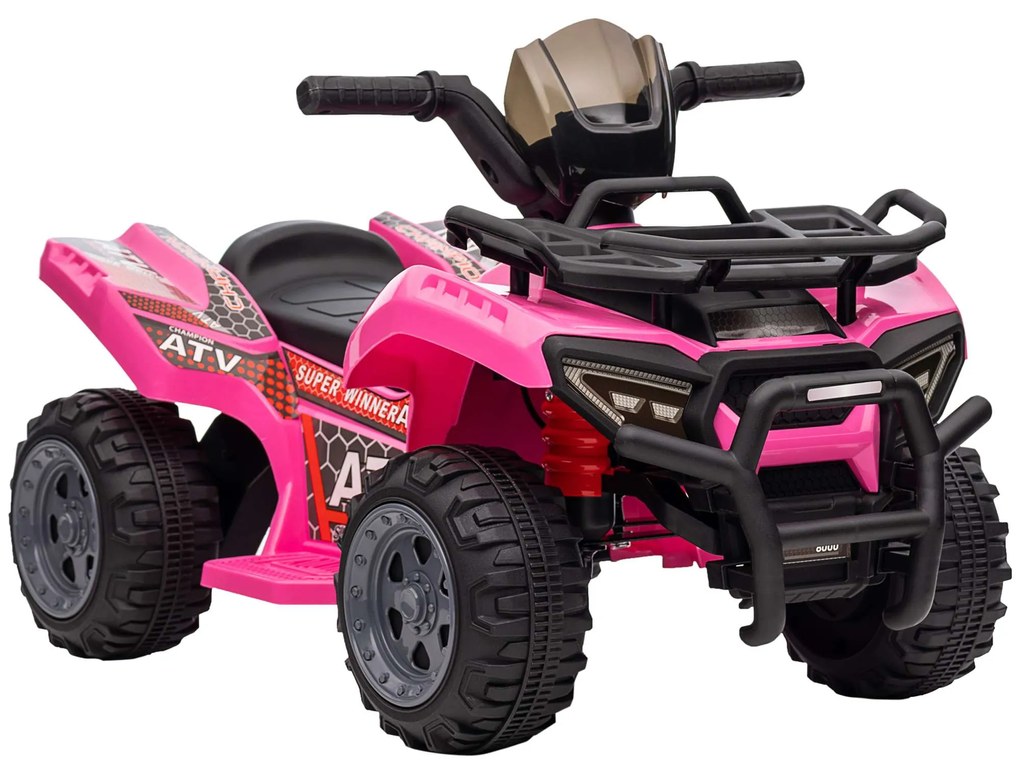 HOMCOM Quadriciclo Elétrico para Crianças Veículo Elétrico a Bateria 6V Infantil com  Velocidade 2km/h 70x42x45 cm Rosa